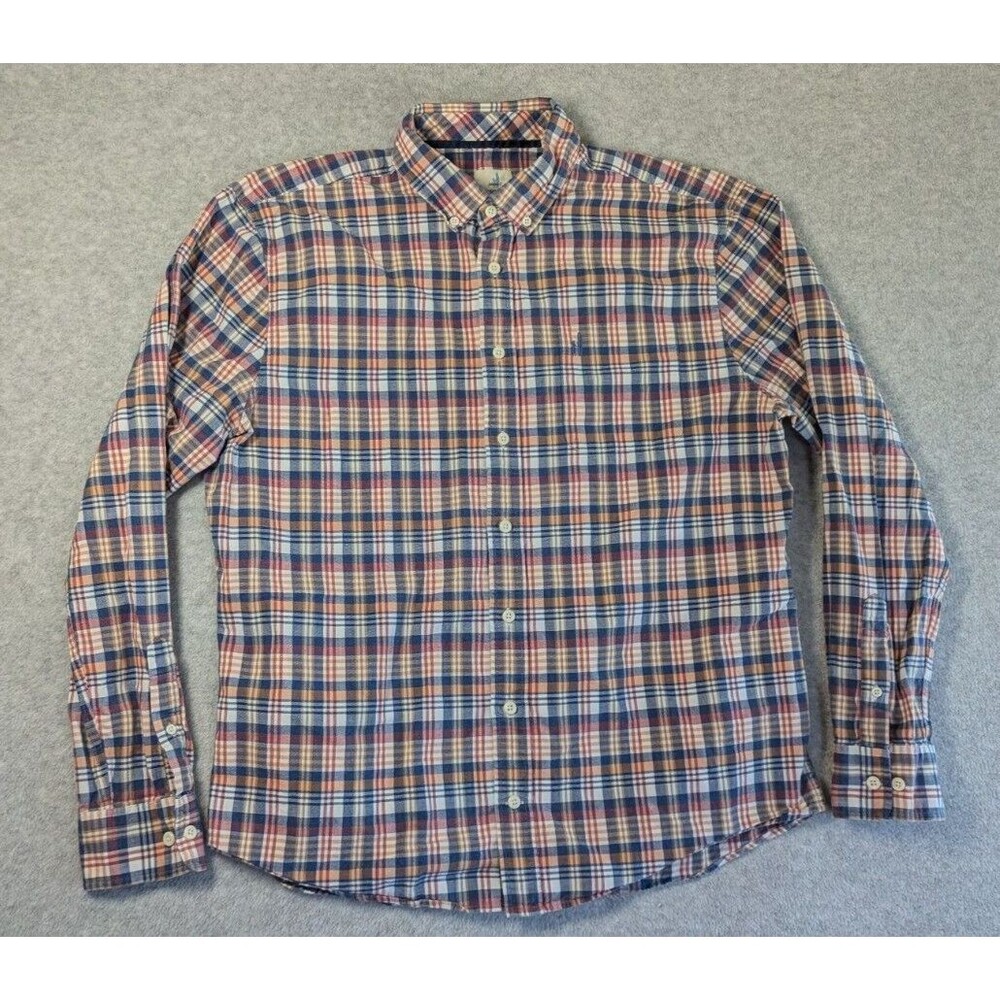 Johnnie O Men Shirt Large Plaid Button Down Long Sleeve‎ Multicolor Hangin Out